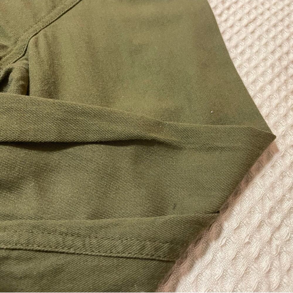 Timing Army Green Cropped Button Up Collared Two Pocket Cotton Utility Jacket Lg - Picture 7 of 11